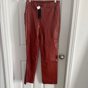 Women's Bold Red Leather Pants